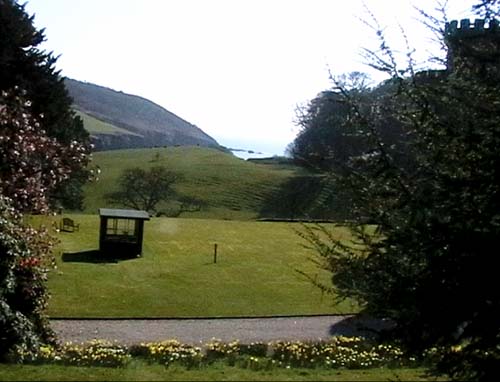 View from the terrace of Caerhays castle